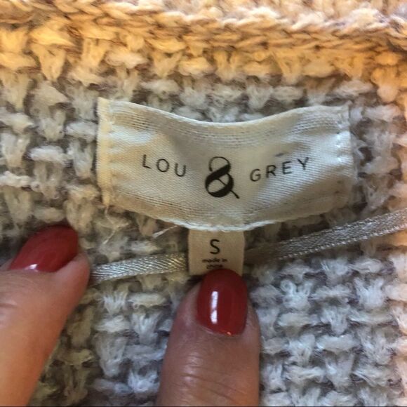 Lou & Grey white/gray drape front cozy cardigan, small, wool blend - Picture 2 of 10